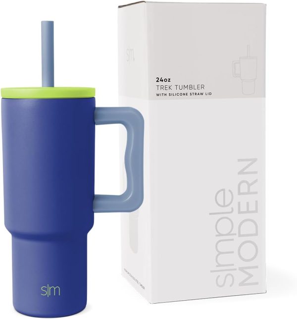 Simple Modern Trek Pivot | 24oz Kids Flip Straw Tumbler with Handle and Silicone Boot | Insulated Water Bottle Stainless Steel Cup | School Travel Jug | Confetti - Image 83