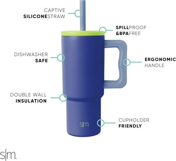 Simple Modern Trek Pivot | 24oz Kids Flip Straw Tumbler with Handle and Silicone Boot | Insulated Water Bottle Stainless Steel Cup | School Travel Jug | Confetti - Image 84
