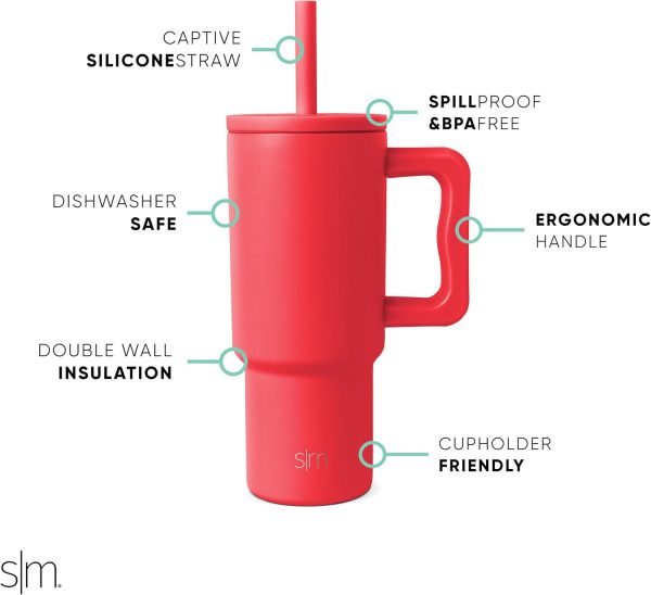 Simple Modern Trek Pivot | 24oz Kids Flip Straw Tumbler with Handle and Silicone Boot | Insulated Water Bottle Stainless Steel Cup | School Travel Jug | Confetti - Image 87