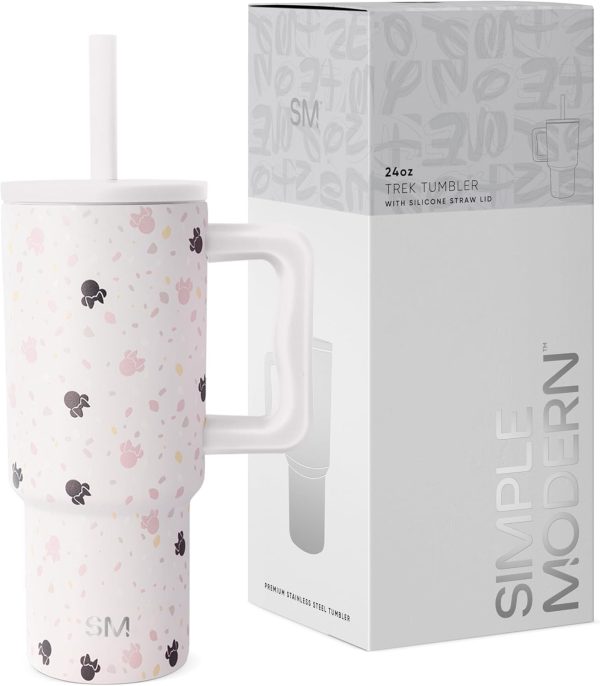 Simple Modern Trek Pivot | 24oz Kids Flip Straw Tumbler with Handle and Silicone Boot | Insulated Water Bottle Stainless Steel Cup | School Travel Jug | Confetti - Image 90