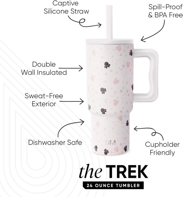 Simple Modern Trek Pivot | 24oz Kids Flip Straw Tumbler with Handle and Silicone Boot | Insulated Water Bottle Stainless Steel Cup | School Travel Jug | Confetti - Image 91