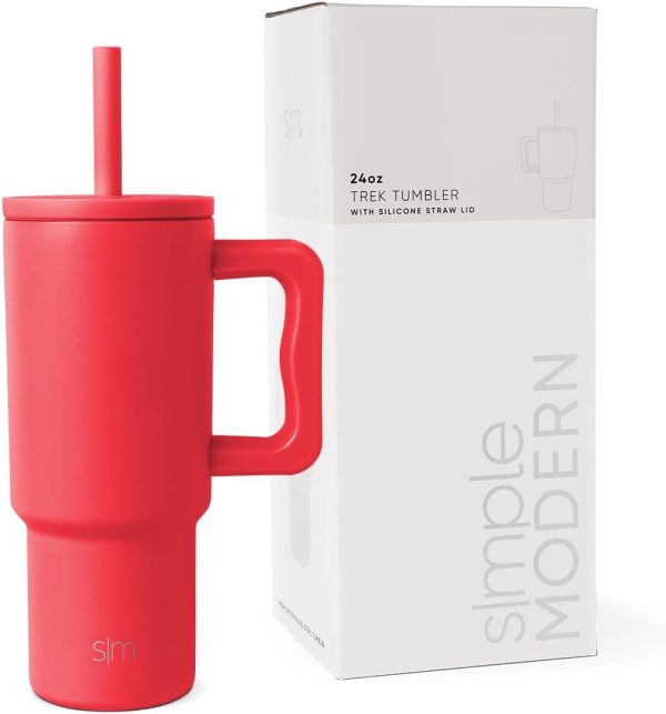 Simple Modern Trek Pivot | 24oz Kids Flip Straw Tumbler with Handle and Silicone Boot | Insulated Water Bottle Stainless Steel Cup | School Travel Jug | Confetti - Image 92