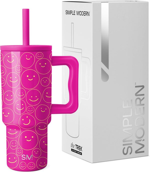 Simple Modern Trek Pivot | 24oz Kids Flip Straw Tumbler with Handle and Silicone Boot | Insulated Water Bottle Stainless Steel Cup | School Travel Jug | Confetti - Image 93