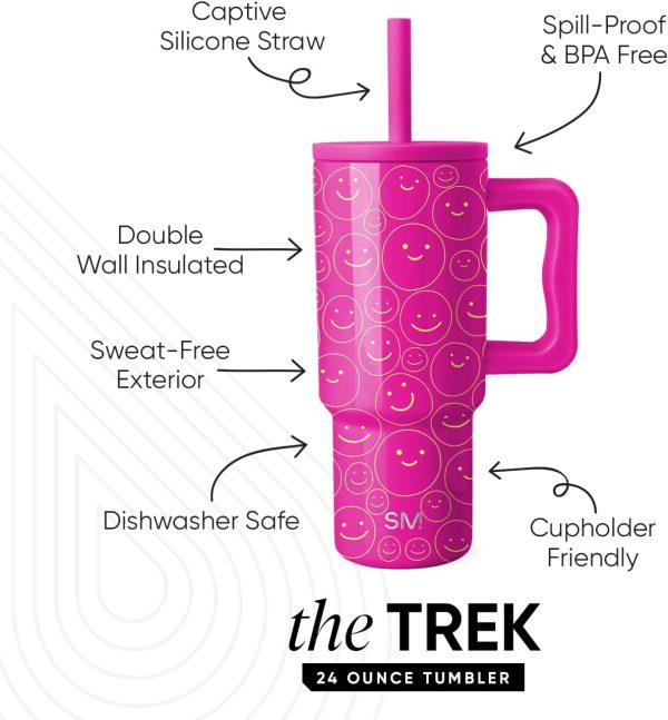 Simple Modern Trek Pivot | 24oz Kids Flip Straw Tumbler with Handle and Silicone Boot | Insulated Water Bottle Stainless Steel Cup | School Travel Jug | Confetti - Image 94