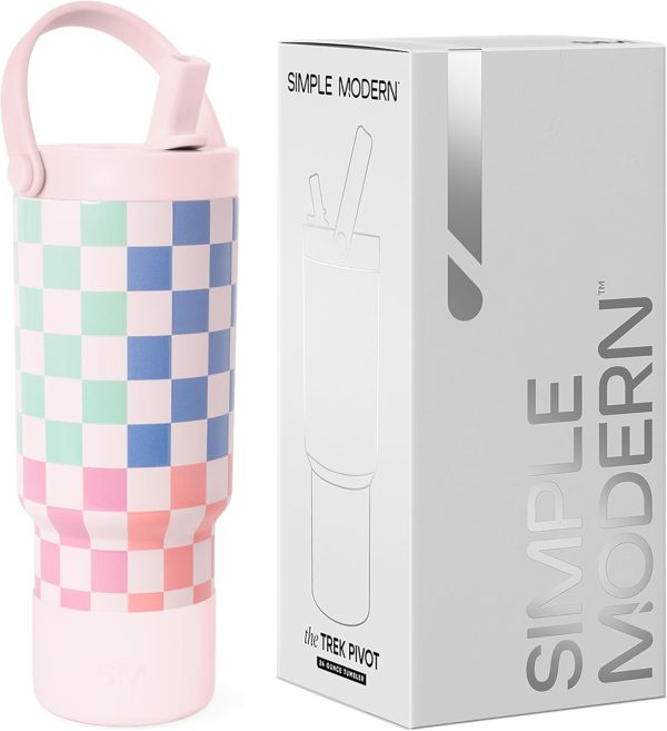 Simple Modern Trek Pivot | 24oz Kids Flip Straw Tumbler with Handle and Silicone Boot | Insulated Water Bottle Stainless Steel Cup | School Travel Jug | Confetti - Image 96