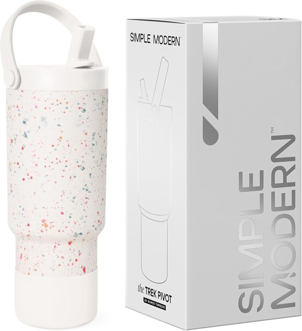 Simple Modern Trek Pivot | 24oz Kids Flip Straw Tumbler with Handle and Silicone Boot | Insulated Water Bottle Stainless Steel Cup | School Travel Jug | Confetti - Image 100
