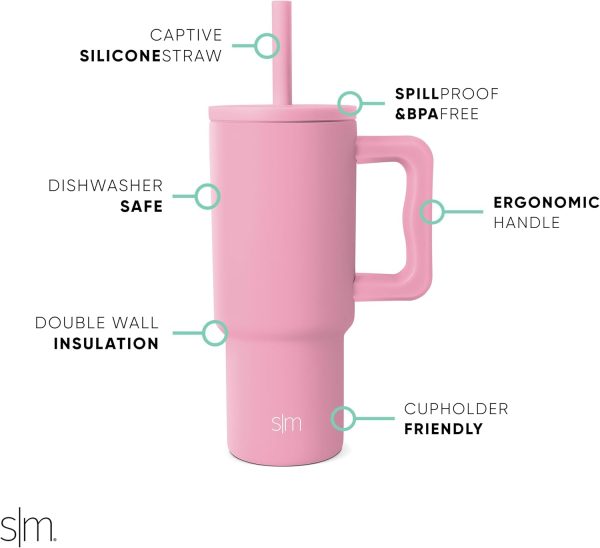 Simple Modern Trek Pivot | 24oz Kids Flip Straw Tumbler with Handle and Silicone Boot | Insulated Water Bottle Stainless Steel Cup | School Travel Jug | Confetti - Image 103