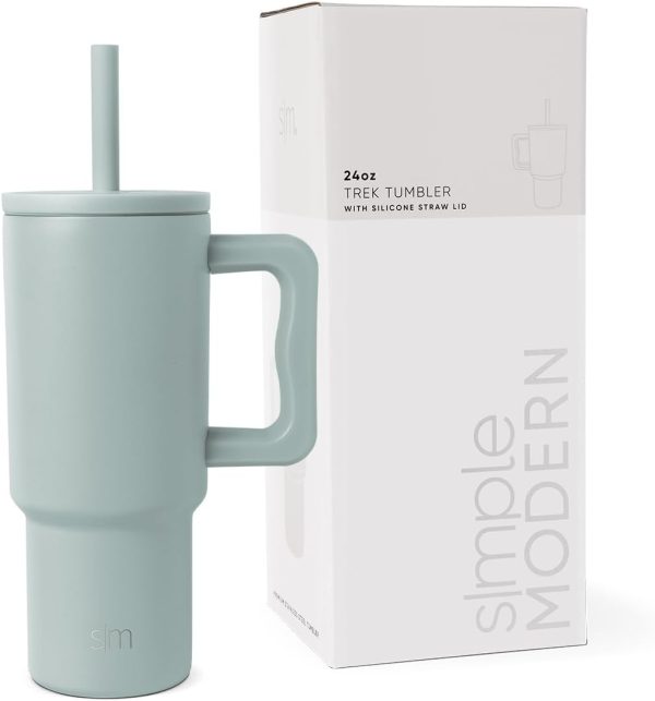 Simple Modern Trek Pivot | 24oz Kids Flip Straw Tumbler with Handle and Silicone Boot | Insulated Water Bottle Stainless Steel Cup | School Travel Jug | Confetti - Image 104