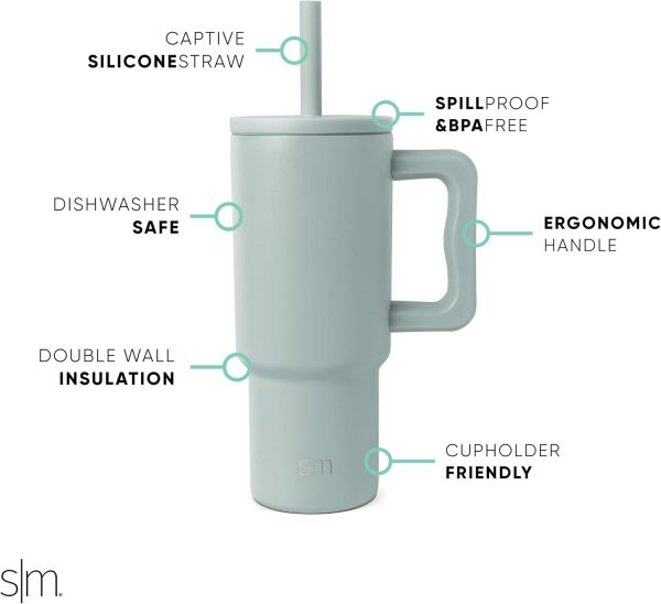 Simple Modern Trek Pivot | 24oz Kids Flip Straw Tumbler with Handle and Silicone Boot | Insulated Water Bottle Stainless Steel Cup | School Travel Jug | Confetti - Image 105