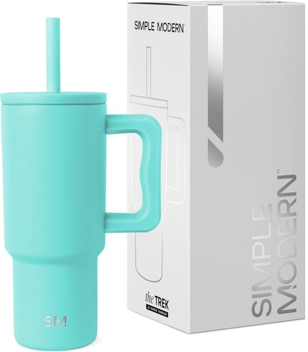 Simple Modern Trek Pivot | 24oz Kids Flip Straw Tumbler with Handle and Silicone Boot | Insulated Water Bottle Stainless Steel Cup | School Travel Jug | Confetti - Image 107