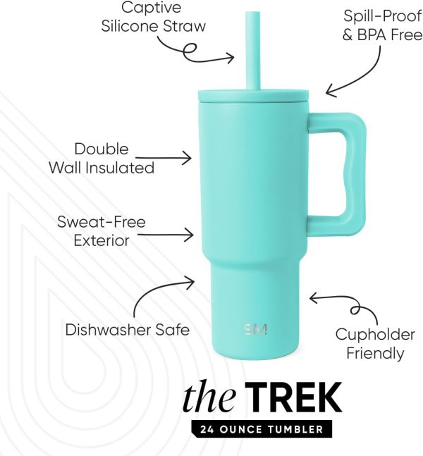Simple Modern Trek Pivot | 24oz Kids Flip Straw Tumbler with Handle and Silicone Boot | Insulated Water Bottle Stainless Steel Cup | School Travel Jug | Confetti - Image 108