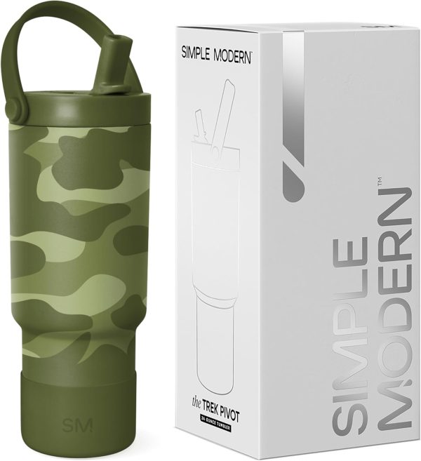 Simple Modern Trek Pivot | 24oz Kids Flip Straw Tumbler with Handle and Silicone Boot | Insulated Water Bottle Stainless Steel Cup | School Travel Jug | Confetti - Image 111