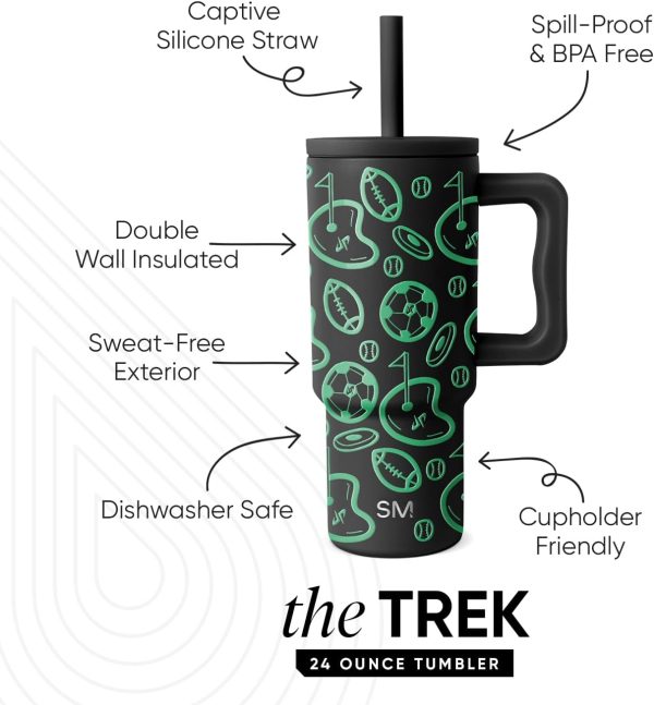Simple Modern Trek Pivot | 24oz Kids Flip Straw Tumbler with Handle and Silicone Boot | Insulated Water Bottle Stainless Steel Cup | School Travel Jug | Confetti - Image 114