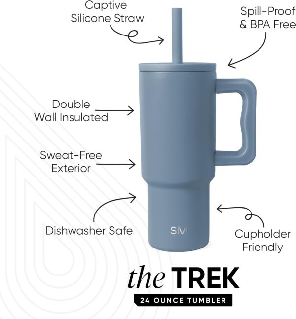 Simple Modern Trek Pivot | 24oz Kids Flip Straw Tumbler with Handle and Silicone Boot | Insulated Water Bottle Stainless Steel Cup | School Travel Jug | Confetti - Image 116