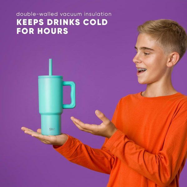 Simple Modern Kids 24 oz Tumbler with Handle and Silicone Straw Lid | Spill Proof and Leak Resistant | Reusable Stainless Steel Bottle | Gift for Kids Boys Girls | Trek Collection | Lime Checkmate - Image 6
