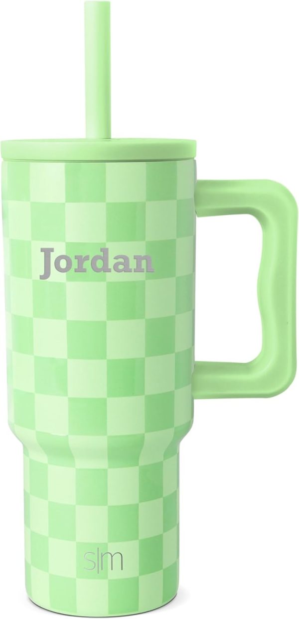 Simple Modern Kids 24 oz Tumbler with Handle and Silicone Straw Lid | Spill Proof and Leak Resistant | Reusable Stainless Steel Bottle | Gift for Kids Boys Girls | Trek Collection | Lime Checkmate - Image 97