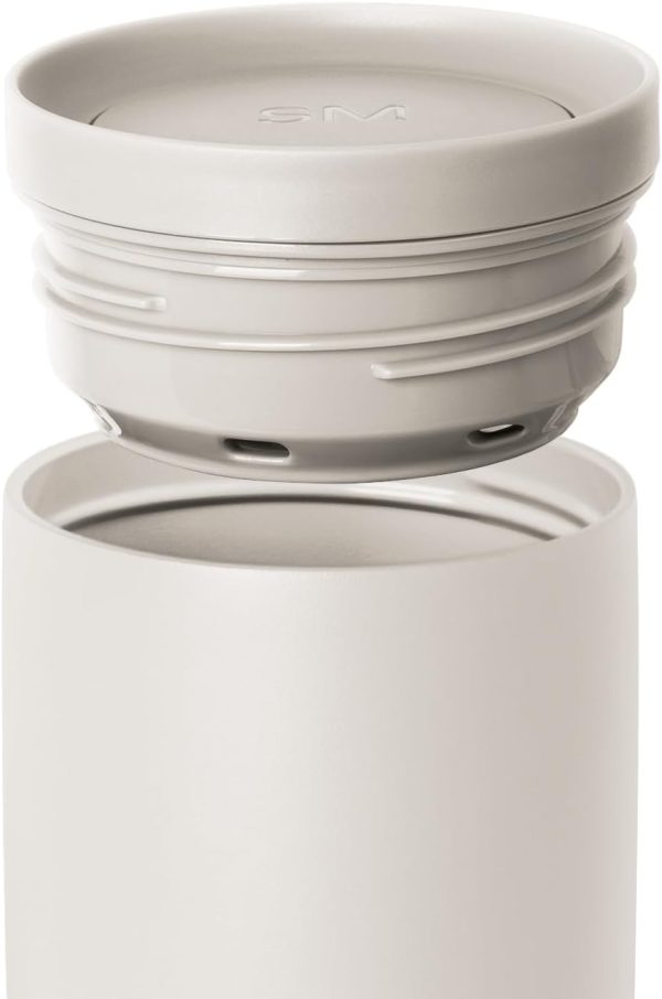 Simple Modern Travel Coffee Mug Tumbler with 360° Lid | Ceramic-Lined Insulated Stainless Steel Cold Brew Iced Coffee Cup Thermos | Gift for Women Men Her Him | Voyager Signature | 16oz | Almond Birch - Image 3
