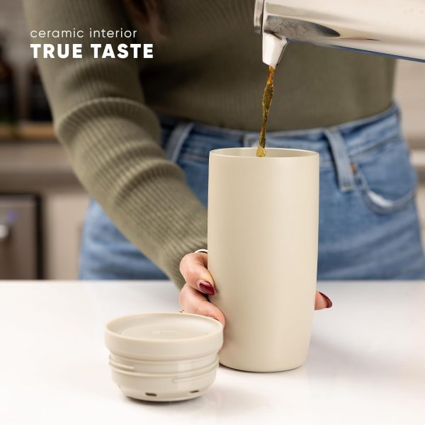 Simple Modern Travel Coffee Mug Tumbler with 360° Lid | Ceramic-Lined Insulated Stainless Steel Cold Brew Iced Coffee Cup Thermos | Gift for Women Men Her Him | Voyager Signature | 16oz | Almond Birch - Image 5