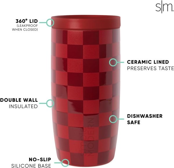 Simple Modern Travel Coffee Mug Tumbler with 360° Lid | Ceramic-Lined Insulated Stainless Steel Cold Brew Iced Coffee Cup Thermos | Gift for Women Men Her Him | Voyager Signature | 16oz | Almond Birch - Image 58