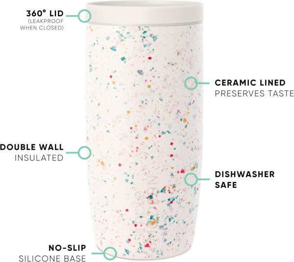 Simple Modern Travel Coffee Mug Tumbler with 360° Lid | Ceramic-Lined Insulated Stainless Steel Cold Brew Iced Coffee Cup Thermos | Gift for Women Men Her Him | Voyager Signature | 16oz | Almond Birch - Image 106