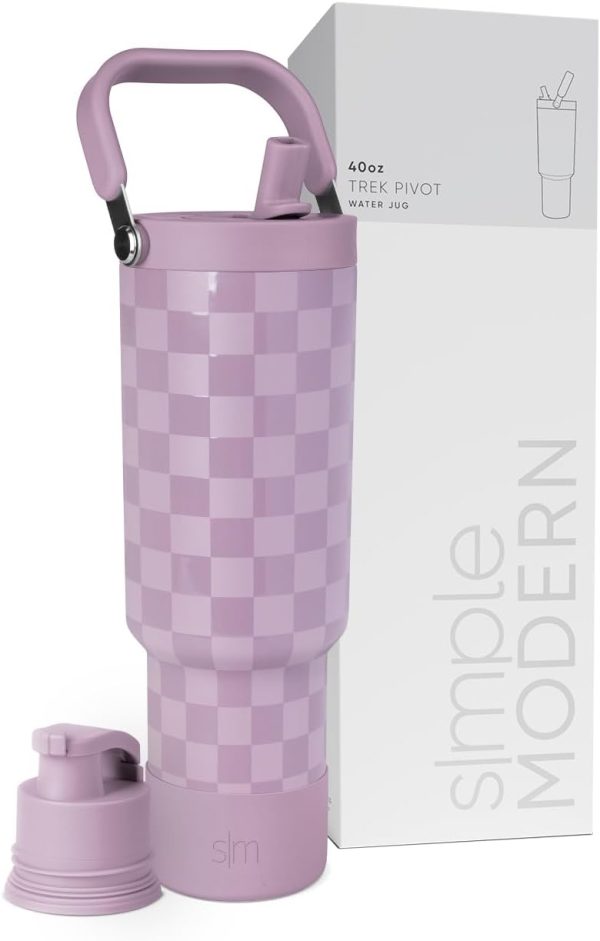 Simple Modern Trek Pivot | 40oz Flip Straw Tumbler with Handle | Water Bottle & Boot | Interchangeable Straw & Chug Lids | Insulated Stainless Steel Jug | Gym Sports Outdoors | Almond Birch - Image 11