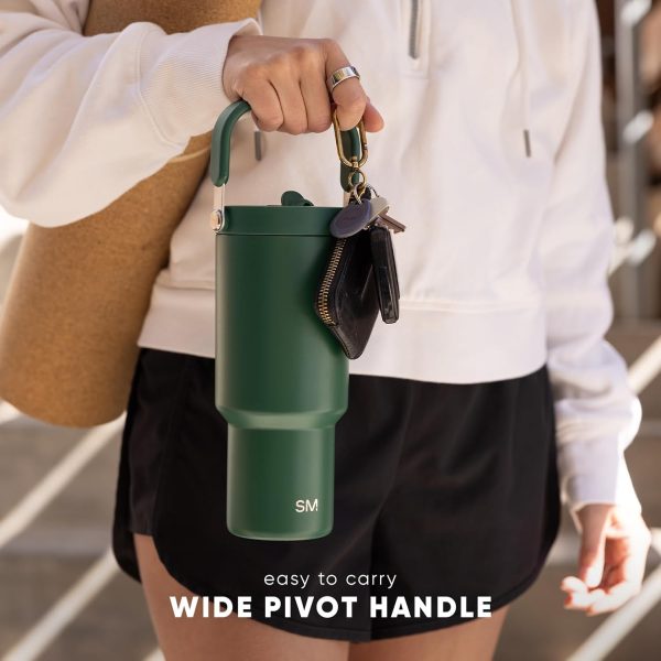 Simple Modern Trek Pivot | 40oz Flip Straw Tumbler with Handle | Water Bottle & Boot | Interchangeable Straw & Chug Lids | Insulated Stainless Steel Jug | Gym Sports Outdoors | Almond Birch - Image 18