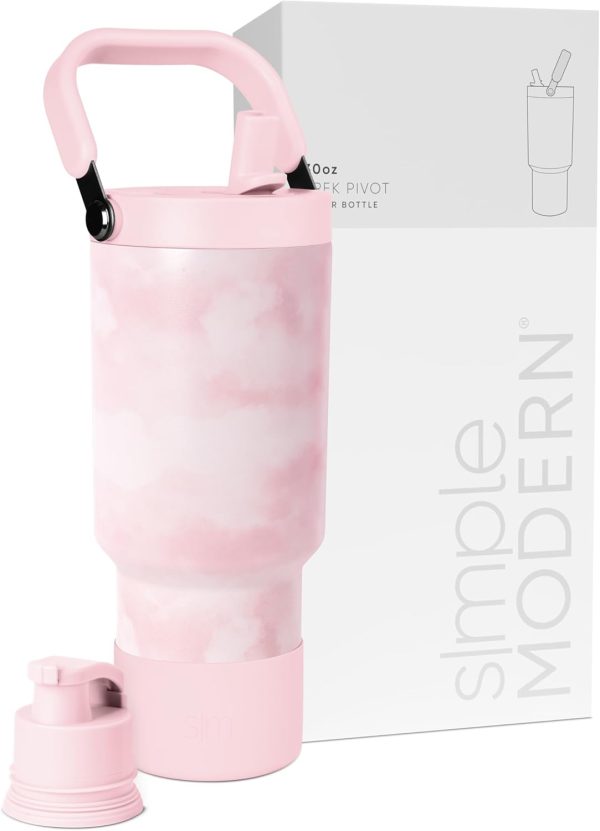 Simple Modern Trek Pivot | 40oz Flip Straw Tumbler with Handle | Water Bottle & Boot | Interchangeable Straw & Chug Lids | Insulated Stainless Steel Jug | Gym Sports Outdoors | Almond Birch - Image 20