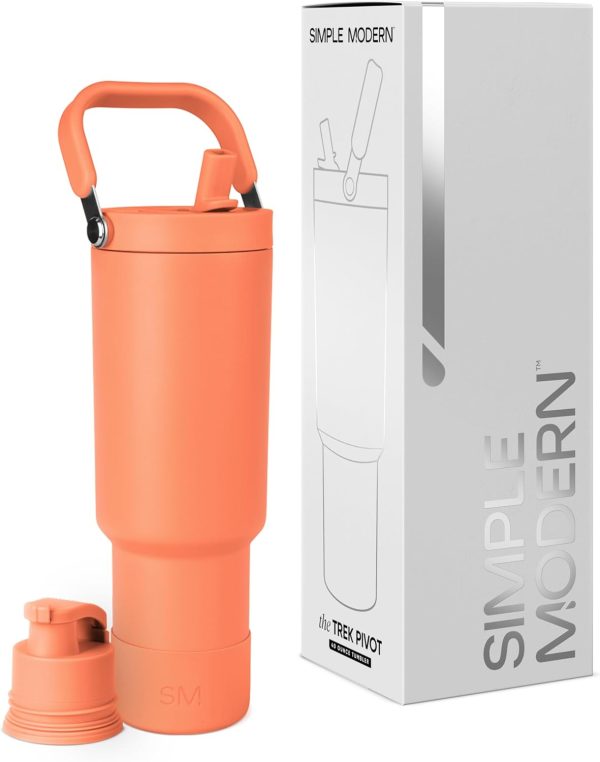 Simple Modern Trek Pivot | 40oz Flip Straw Tumbler with Handle | Water Bottle & Boot | Interchangeable Straw & Chug Lids | Insulated Stainless Steel Jug | Gym Sports Outdoors | Almond Birch - Image 22