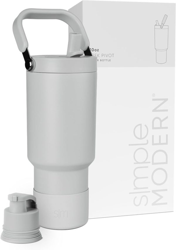 Simple Modern Trek Pivot | 40oz Flip Straw Tumbler with Handle | Water Bottle & Boot | Interchangeable Straw & Chug Lids | Insulated Stainless Steel Jug | Gym Sports Outdoors | Almond Birch - Image 24