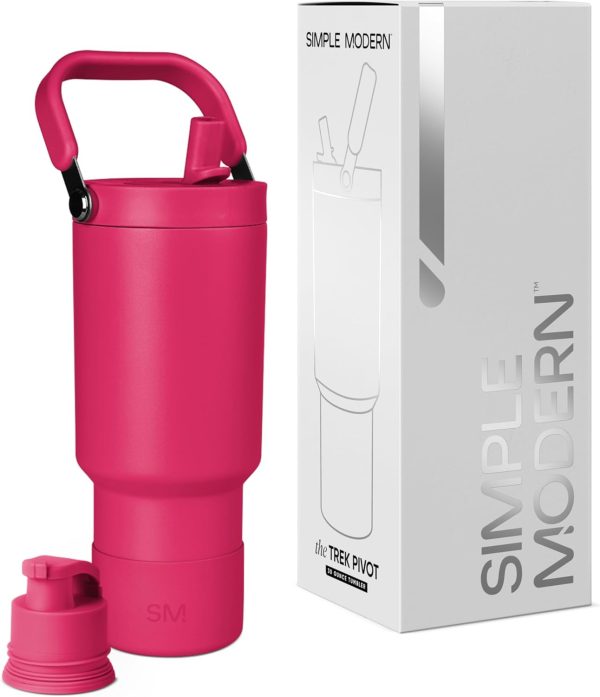 Simple Modern Trek Pivot | 40oz Flip Straw Tumbler with Handle | Water Bottle & Boot | Interchangeable Straw & Chug Lids | Insulated Stainless Steel Jug | Gym Sports Outdoors | Almond Birch - Image 26