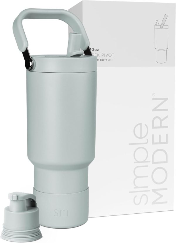 Simple Modern Trek Pivot | 40oz Flip Straw Tumbler with Handle | Water Bottle & Boot | Interchangeable Straw & Chug Lids | Insulated Stainless Steel Jug | Gym Sports Outdoors | Almond Birch - Image 30