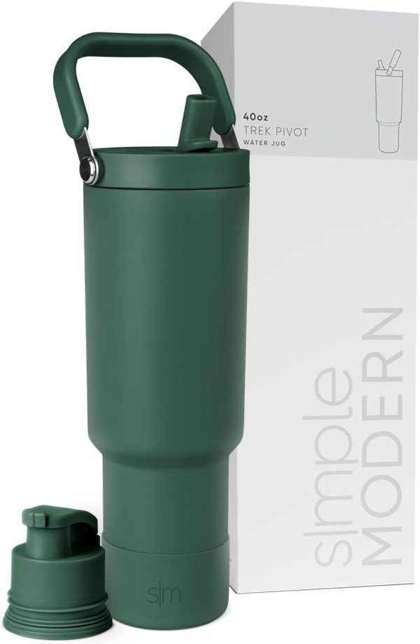 Simple Modern Trek Pivot | 40oz Flip Straw Tumbler with Handle | Water Bottle & Boot | Interchangeable Straw & Chug Lids | Insulated Stainless Steel Jug | Gym Sports Outdoors | Almond Birch - Image 37