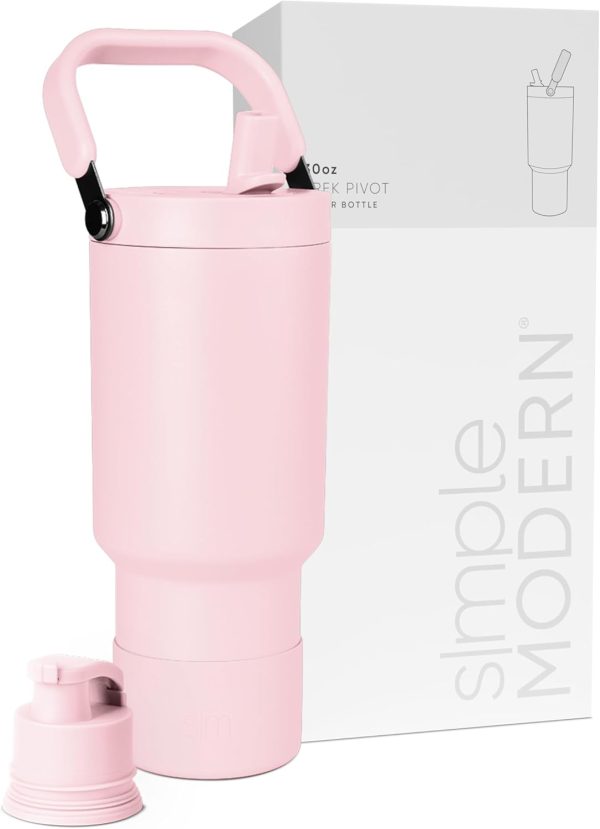 Simple Modern Trek Pivot | 40oz Flip Straw Tumbler with Handle | Water Bottle & Boot | Interchangeable Straw & Chug Lids | Insulated Stainless Steel Jug | Gym Sports Outdoors | Almond Birch - Image 39