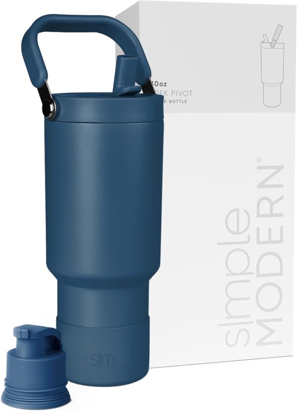 Simple Modern Trek Pivot | 40oz Flip Straw Tumbler with Handle | Water Bottle & Boot | Interchangeable Straw & Chug Lids | Insulated Stainless Steel Jug | Gym Sports Outdoors | Almond Birch - Image 46
