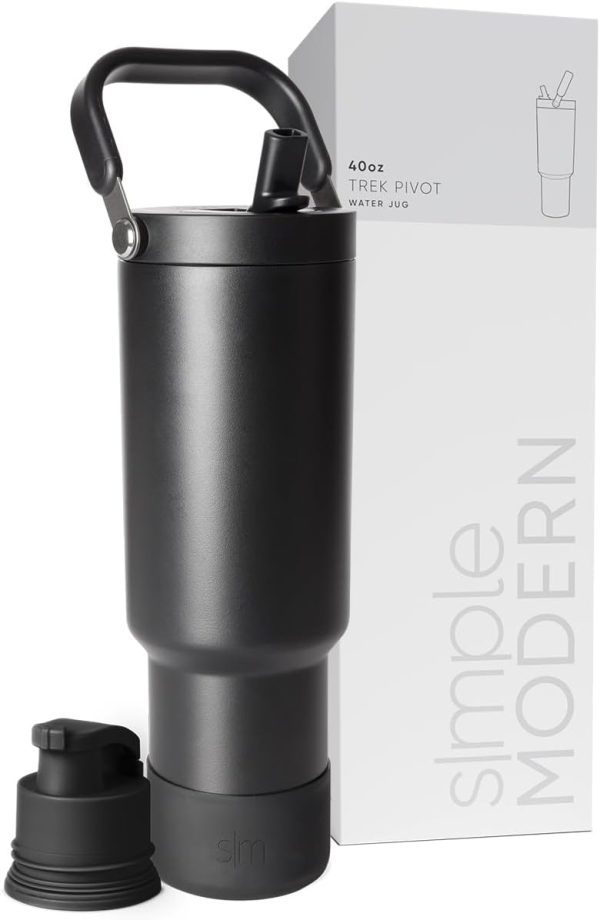 Simple Modern Trek Pivot | 40oz Flip Straw Tumbler with Handle | Water Bottle & Boot | Interchangeable Straw & Chug Lids | Insulated Stainless Steel Jug | Gym Sports Outdoors | Almond Birch - Image 50