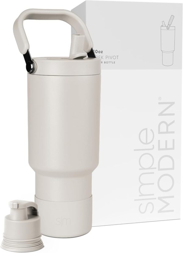 Simple Modern Trek Pivot | 40oz Flip Straw Tumbler with Handle | Water Bottle & Boot | Interchangeable Straw & Chug Lids | Insulated Stainless Steel Jug | Gym Sports Outdoors | Almond Birch - Image 51
