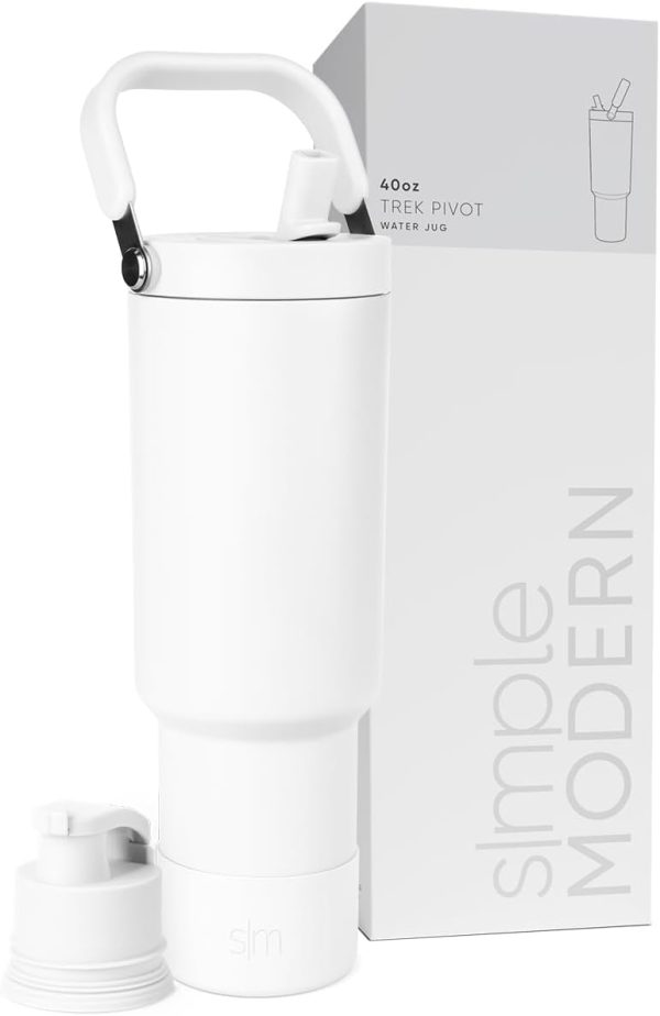 Simple Modern Trek Pivot | 40oz Flip Straw Tumbler with Handle | Water Bottle & Boot | Interchangeable Straw & Chug Lids | Insulated Stainless Steel Jug | Gym Sports Outdoors | Almond Birch - Image 52