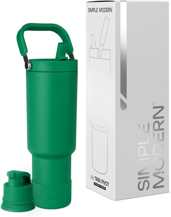 Simple Modern Trek Pivot | 40oz Flip Straw Tumbler with Handle | Water Bottle & Boot | Interchangeable Straw & Chug Lids | Insulated Stainless Steel Jug | Gym Sports Outdoors | Almond Birch - Image 53