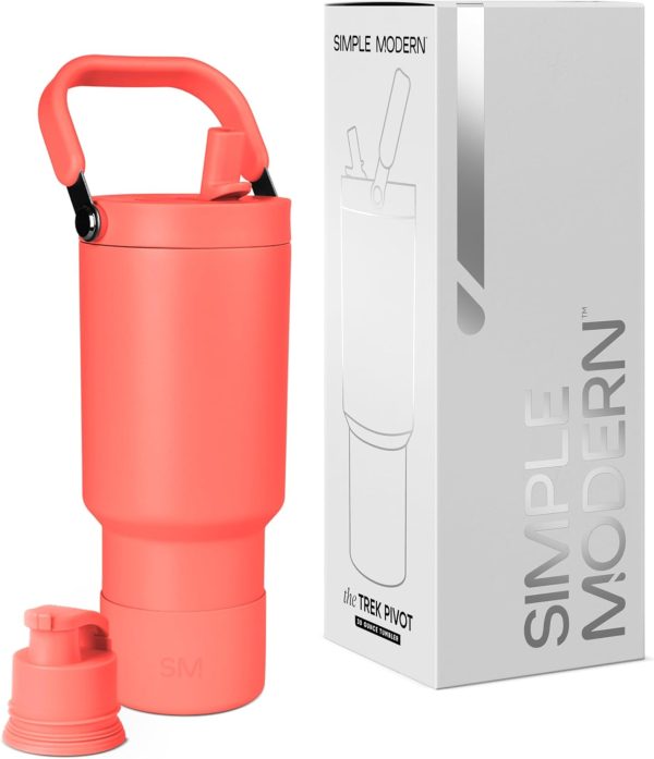 Simple Modern Trek Pivot | 40oz Flip Straw Tumbler with Handle | Water Bottle & Boot | Interchangeable Straw & Chug Lids | Insulated Stainless Steel Jug | Gym Sports Outdoors | Almond Birch - Image 54