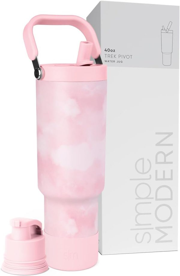 Simple Modern Trek Pivot | 40oz Flip Straw Tumbler with Handle | Water Bottle & Boot | Interchangeable Straw & Chug Lids | Insulated Stainless Steel Jug | Gym Sports Outdoors | Almond Birch - Image 55
