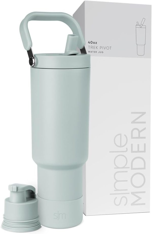 Simple Modern Trek Pivot | 40oz Flip Straw Tumbler with Handle | Water Bottle & Boot | Interchangeable Straw & Chug Lids | Insulated Stainless Steel Jug | Gym Sports Outdoors | Almond Birch - Image 67