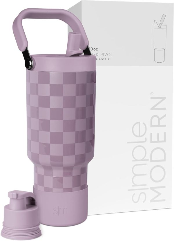 Simple Modern Trek Pivot | 40oz Flip Straw Tumbler with Handle | Water Bottle & Boot | Interchangeable Straw & Chug Lids | Insulated Stainless Steel Jug | Gym Sports Outdoors | Almond Birch - Image 68
