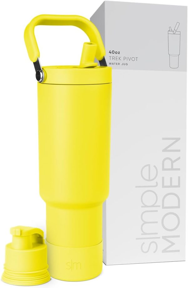 Simple Modern Trek Pivot | 40oz Flip Straw Tumbler with Handle | Water Bottle & Boot | Interchangeable Straw & Chug Lids | Insulated Stainless Steel Jug | Gym Sports Outdoors | Almond Birch - Image 71