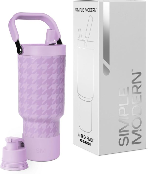 Simple Modern Trek Pivot | 40oz Flip Straw Tumbler with Handle | Water Bottle & Boot | Interchangeable Straw & Chug Lids | Insulated Stainless Steel Jug | Gym Sports Outdoors | Almond Birch - Image 72
