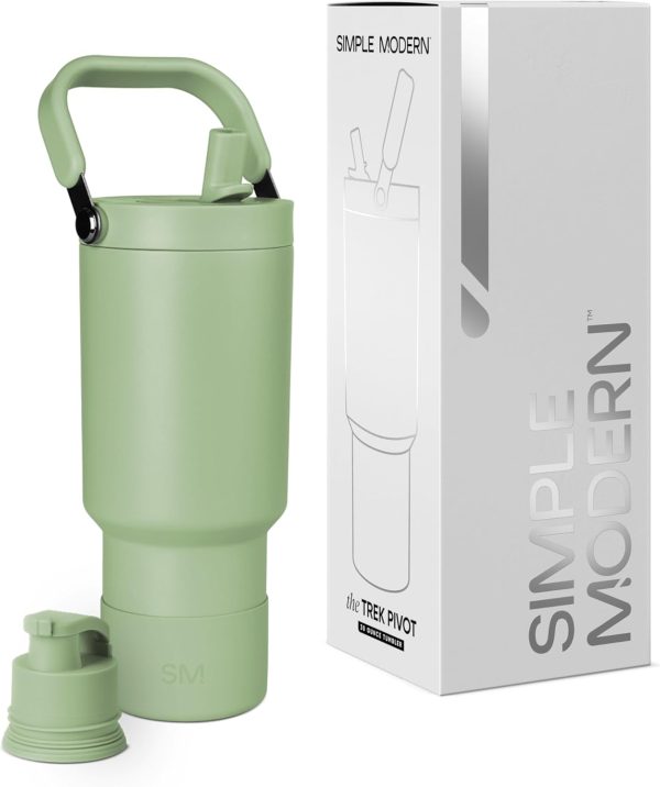 Simple Modern Trek Pivot | 40oz Flip Straw Tumbler with Handle | Water Bottle & Boot | Interchangeable Straw & Chug Lids | Insulated Stainless Steel Jug | Gym Sports Outdoors | Almond Birch - Image 74