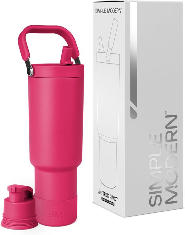 Simple Modern Trek Pivot | 40oz Flip Straw Tumbler with Handle | Water Bottle & Boot | Interchangeable Straw & Chug Lids | Insulated Stainless Steel Jug | Gym Sports Outdoors | Almond Birch - Image 75
