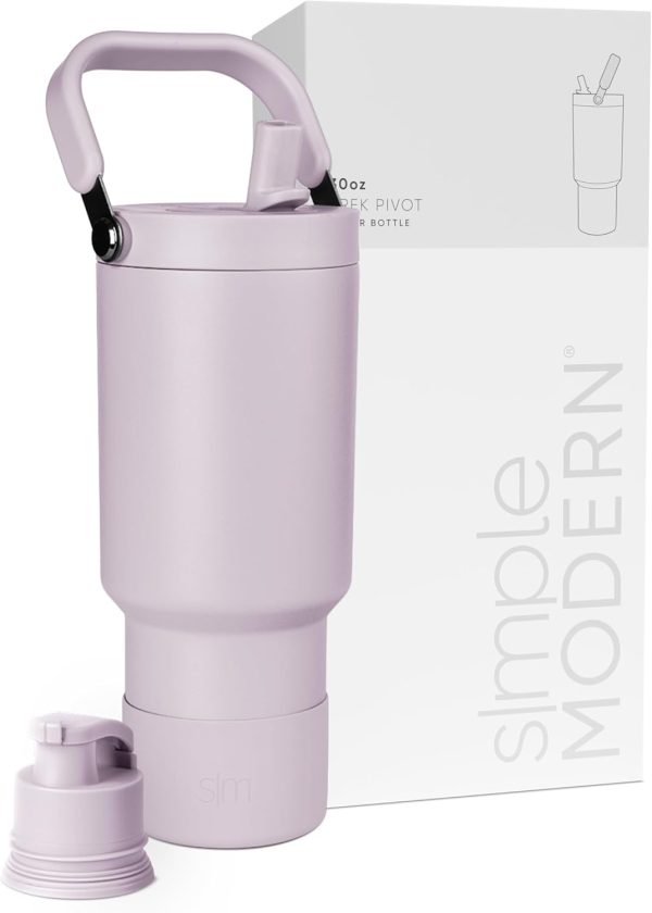 Simple Modern Trek Pivot | 40oz Flip Straw Tumbler with Handle | Water Bottle & Boot | Interchangeable Straw & Chug Lids | Insulated Stainless Steel Jug | Gym Sports Outdoors | Almond Birch - Image 84
