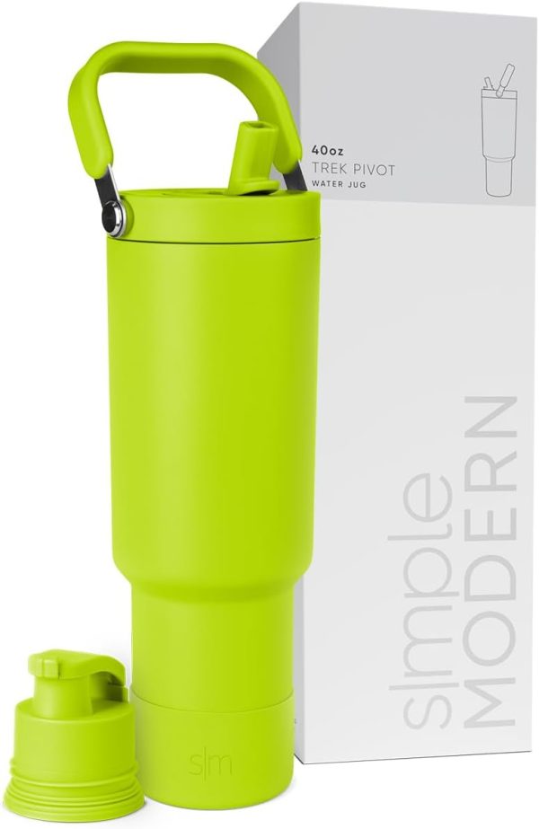 Simple Modern Trek Pivot | 40oz Flip Straw Tumbler with Handle | Water Bottle & Boot | Interchangeable Straw & Chug Lids | Insulated Stainless Steel Jug | Gym Sports Outdoors | Almond Birch - Image 85