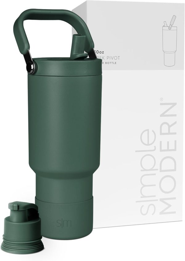 Simple Modern Trek Pivot | 40oz Flip Straw Tumbler with Handle | Water Bottle & Boot | Interchangeable Straw & Chug Lids | Insulated Stainless Steel Jug | Gym Sports Outdoors | Almond Birch - Image 87
