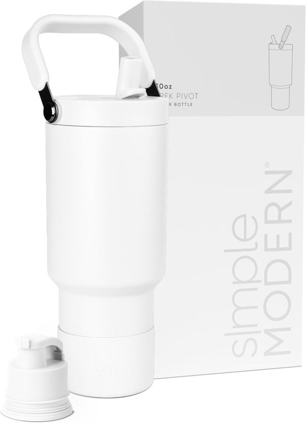 Simple Modern Trek Pivot | 40oz Flip Straw Tumbler with Handle | Water Bottle & Boot | Interchangeable Straw & Chug Lids | Insulated Stainless Steel Jug | Gym Sports Outdoors | Almond Birch - Image 88